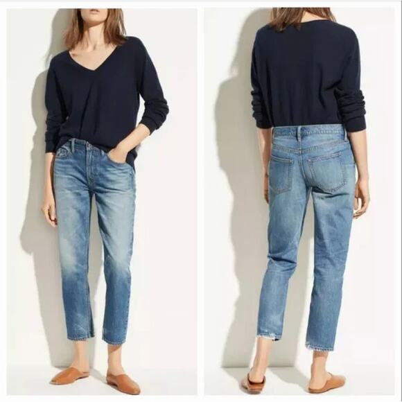 VINCE Tomboy Medium Wash Jeans size 28 Straight Leg  Model Off Duty Classic 90s - Picture 1 of 9